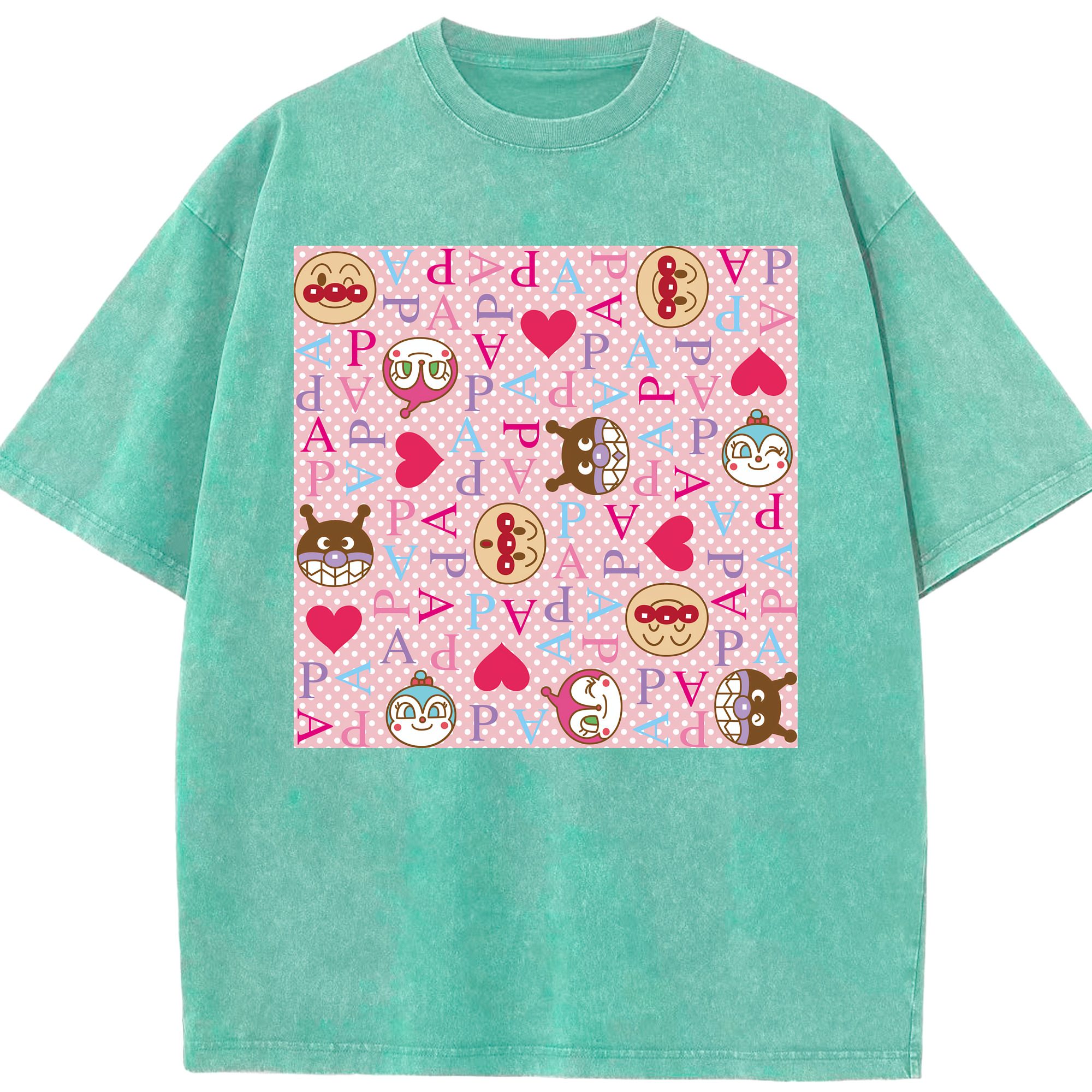 （画像用） アンパンマン Anpanman 綿100% ヴィンテージ風 半袖Tシャツ（フロントプリント）